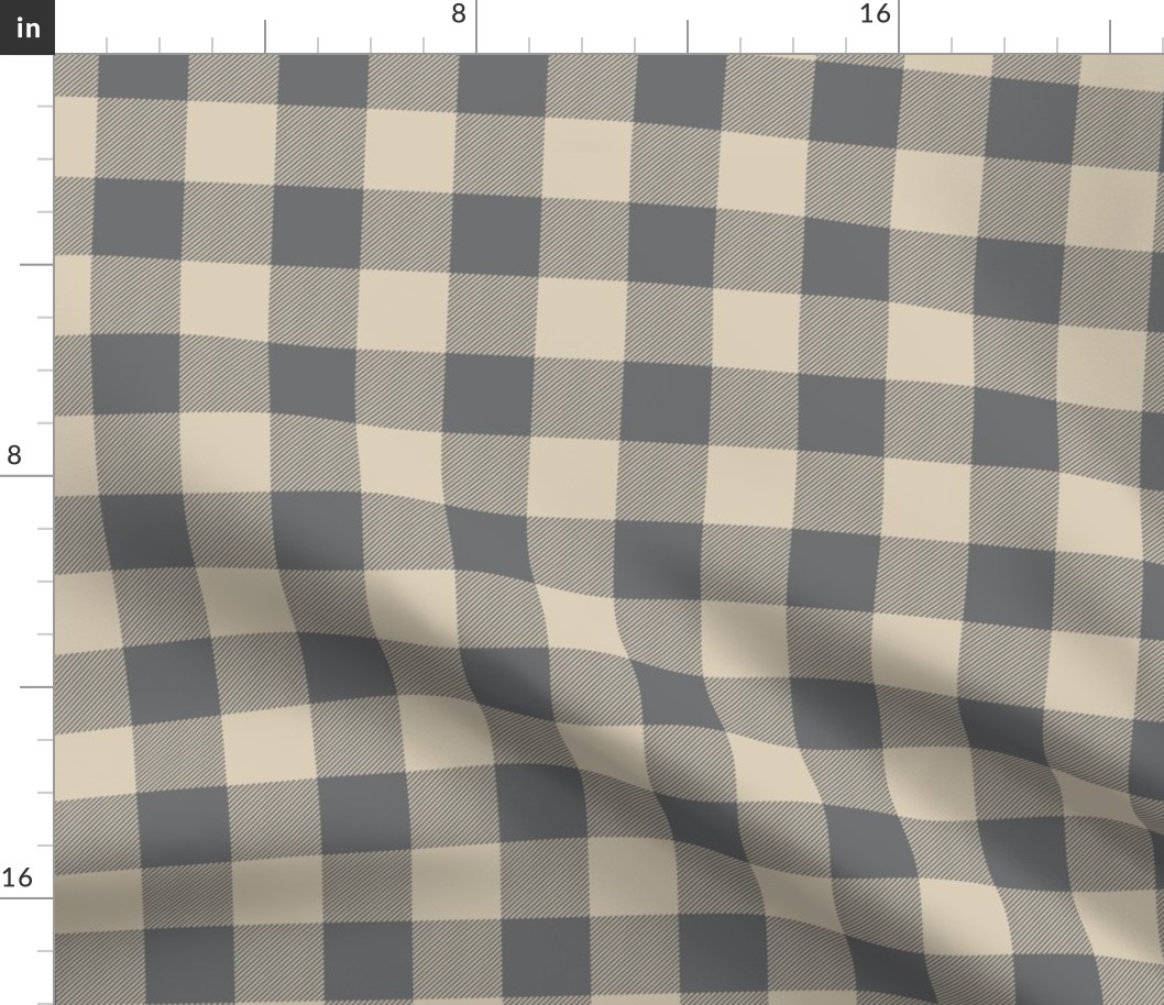 1.5" Buffalo Plaid -tan and grey