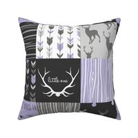 WholeCloth Quilt- lilac, black ,grey antler, arrows Woodgrain patchwork -ch