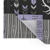 WholeCloth Quilt- lilac, black ,grey antler, arrows Woodgrain patchwork -ch