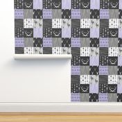 WholeCloth Quilt- lilac, black ,grey antler, arrows Woodgrain patchwork -ch