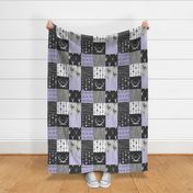 WholeCloth Quilt- lilac, black ,grey antler, arrows Woodgrain patchwork -ch