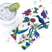 Hummingbirds and Passion flowers - on White