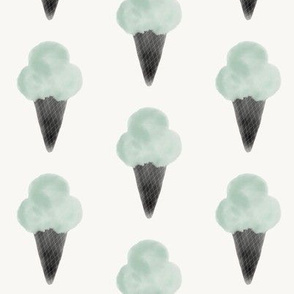 Watercolor ice cream - mint and black 