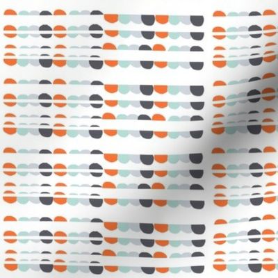 Drip drop dots in orange, blue and gray