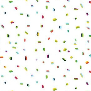 Multi colored confetti rainbow sprinkles on white background