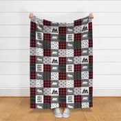 Favorite Things Patchwork Wholecloth || woodland cheater quilt red