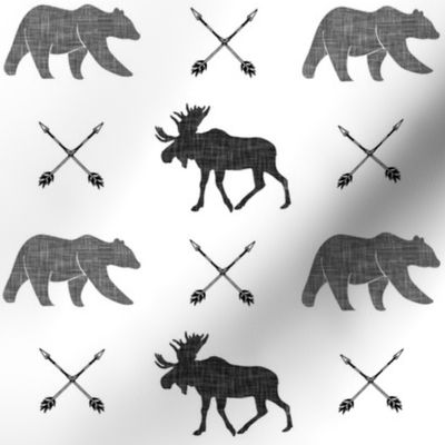 moose bear and arrows || monochrome