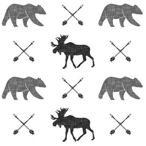 moose bear and arrows || monochrome