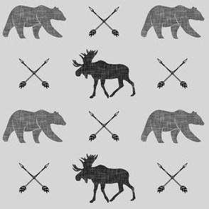 moose bear and arrows (fog) || monochrome