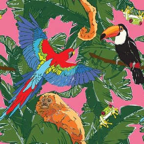 Rainforest Animals Botanical Repeat