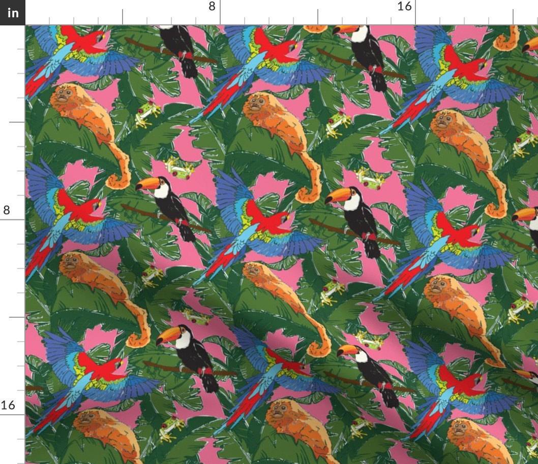 Rainforest Animals Botanical Repeat