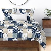 Rustic Woods Patchwork Woodland Cheater Quilt - navy bears
