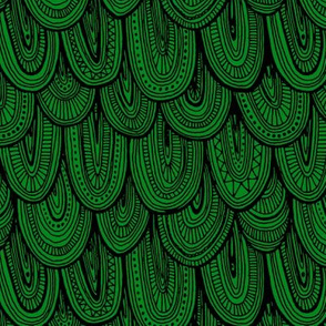 Doodle Scales - Black on Green