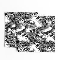 palm leaves - black on white, small. silhuettes tropical forest black white hot summer palm plant tree leaves fabric wallpaper giftwrap