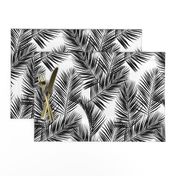 palm leaves - black on white, small. silhuettes tropical forest black white hot summer palm plant tree leaves fabric wallpaper giftwrap