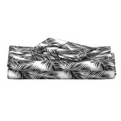 palm leaves - black on white, small. silhuettes tropical forest black white hot summer palm plant tree leaves fabric wallpaper giftwrap