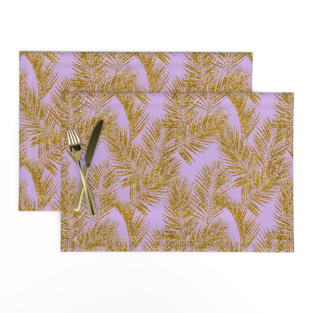 gold glitter plam leaves - lavender, mini