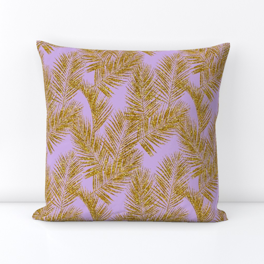 gold glitter plam leaves - lavender, mini