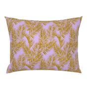 gold glitter plam leaves - lavender, mini