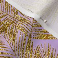 gold glitter plam leaves - lavender, mini