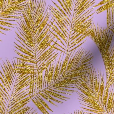 gold glitter plam leaves - lavender, mini