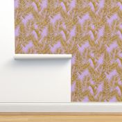 gold glitter plam leaves - lavender, mini