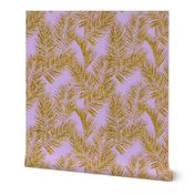 gold glitter plam leaves - lavender, mini