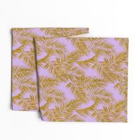 gold glitter plam leaves - lavender, mini