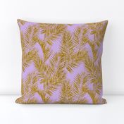 gold glitter plam leaves - lavender, mini