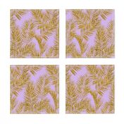 gold glitter plam leaves - lavender, mini