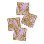 gold glitter plam leaves - lavender, mini