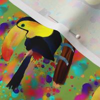 PAINTED TOUCAN and PAINTING SPLASH SPRAY COLORS ON GREENERY 2017 GREEN