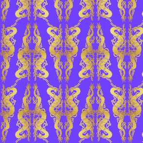 Celt 2 Dragons Tile Gold on Purple