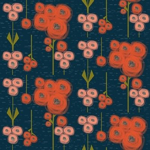 Eclectic poppy field: bloom color set 1 - red, pink, coral, navy