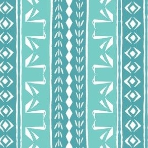 SWAN STRIPE Aqua and Robin's Egg on White