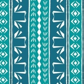 SWAN STRIPE Turquoise, Teal and White