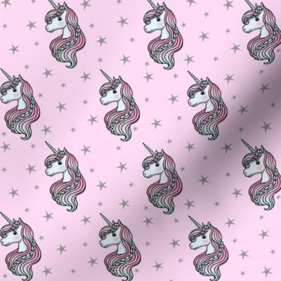 Unicorn - Pink & Grey, Unicorn and Stars - SMALL