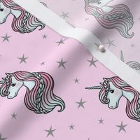 Unicorn - Pink & Grey, Unicorn and Stars - SMALL