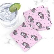 Unicorn - Pink & Grey, Unicorn and Stars - SMALL