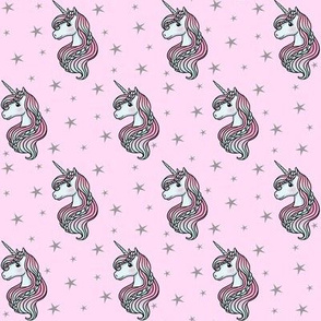 Unicorn - Pink & Grey, Unicorn and Stars - SMALL