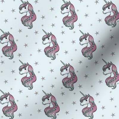 Unicorn - Blue & Grey, Unicorn and Stars - SMALL