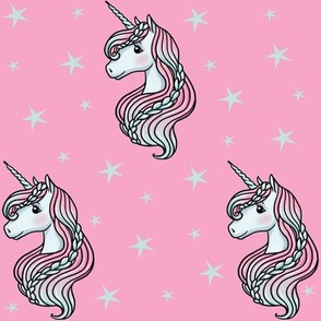 Unicorn - Hot Pink & Teal, Unicorn and Stars - MEDIUM