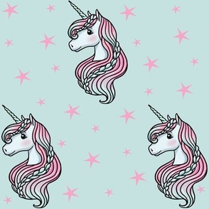 Unicorn - Teal & Hot Pink, Unicorn and Stars -  MEDIUM