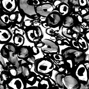 brush stroke abstract dark black white dots circles watercolor painted