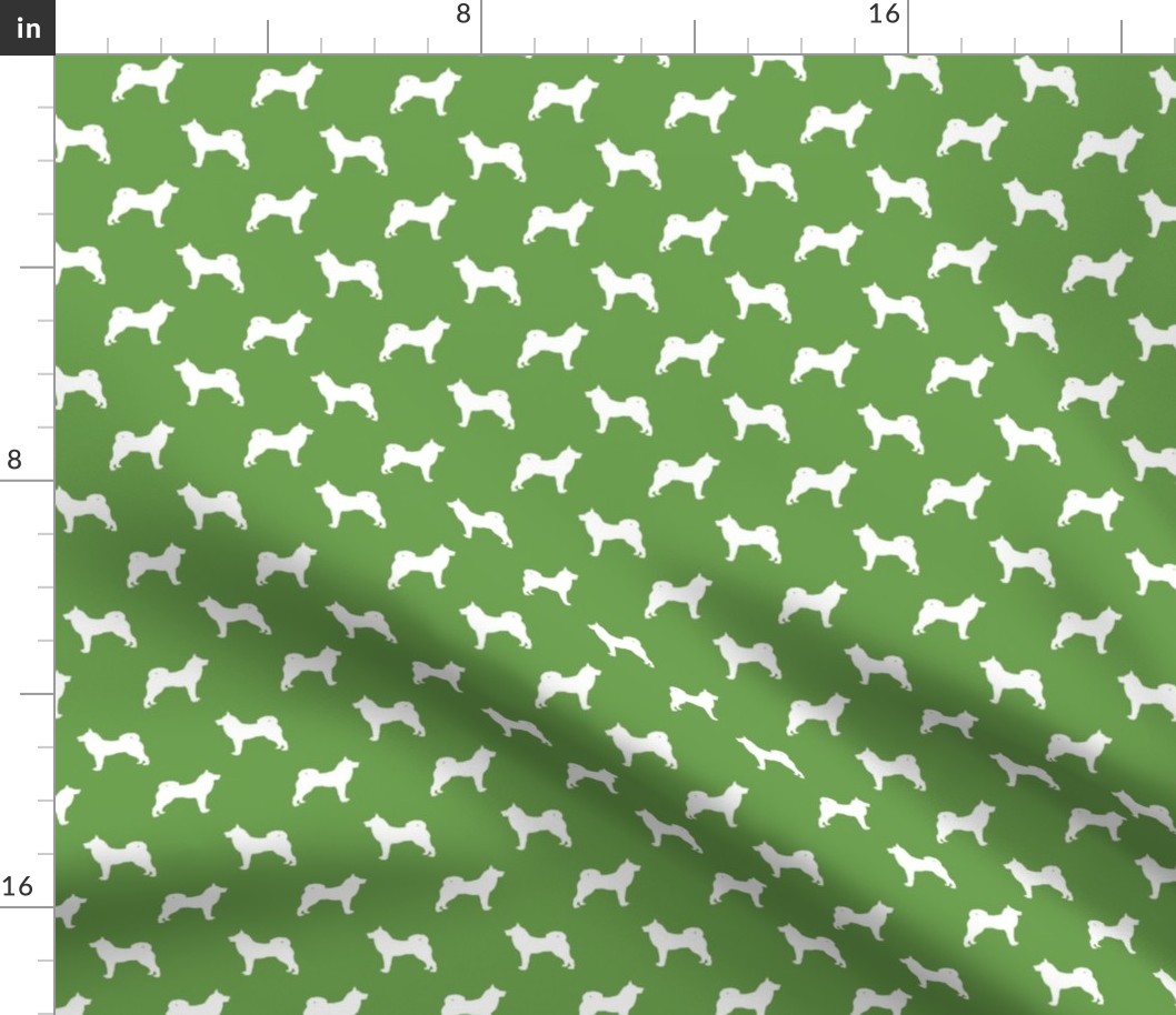 akita dog fabric - akita silhouette - dog silhouette design - asparagus green