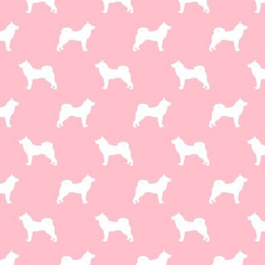 akita dog fabric - akita silhouette - dog silhouette design - blossom pink