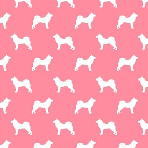 akita dog fabric - akita silhouette - dog silhouette design - flamingo pink