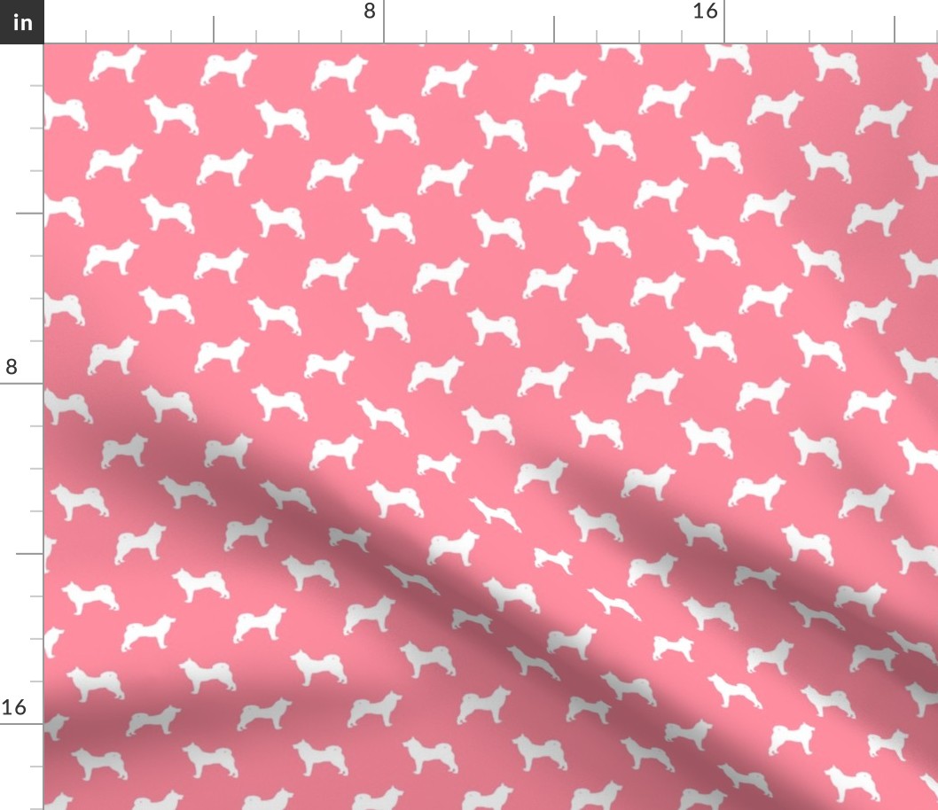 akita dog fabric - akita silhouette - dog silhouette design - flamingo pink