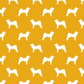 akita dog fabric - akita silhouette - dog silhouette design - goldenrod