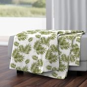 palm leaves - olive green on white